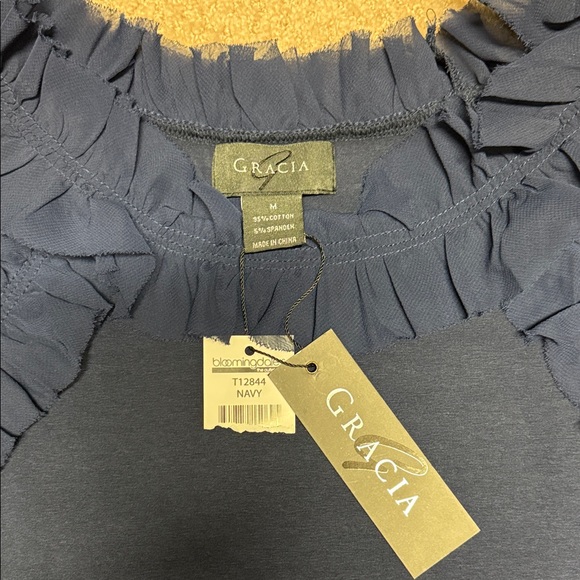 Gracia Midnight Blue Ruffle Blouse - Picture 4 of 5